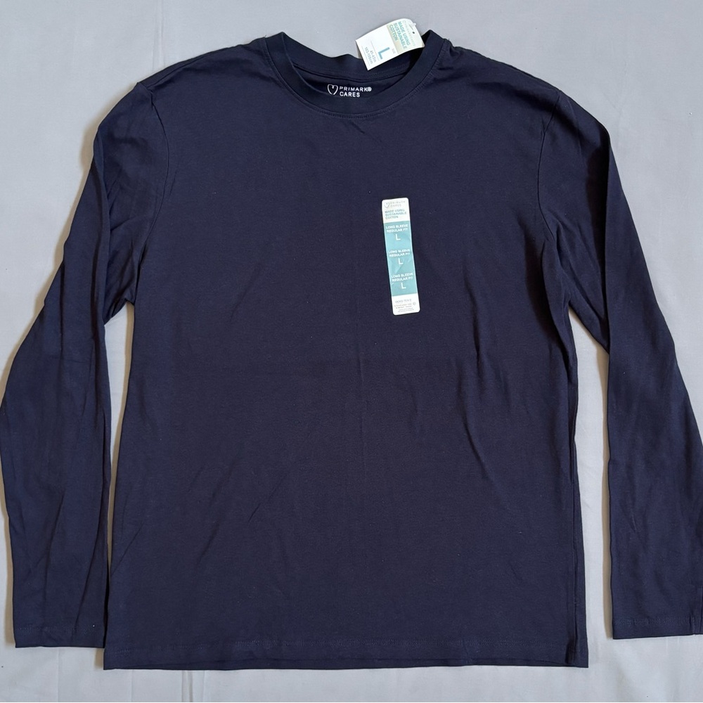 Primark Men's Long Sleeve Shirt Trio - Black, Navy, Light Gray - Picture 8 of 9